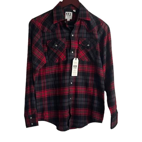 Ely Cattleman Women Flannel Top S Red Long Sleeve Pearl Snap Closure Western NEW - Picture 1 of 10